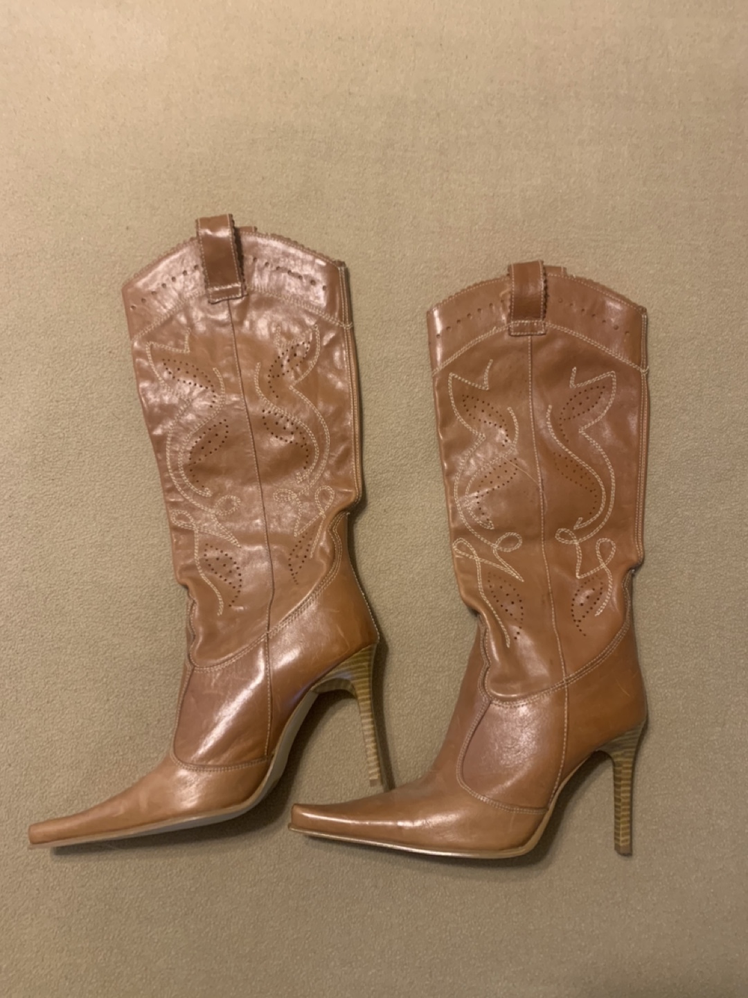 Brown Leather Knee High Boots