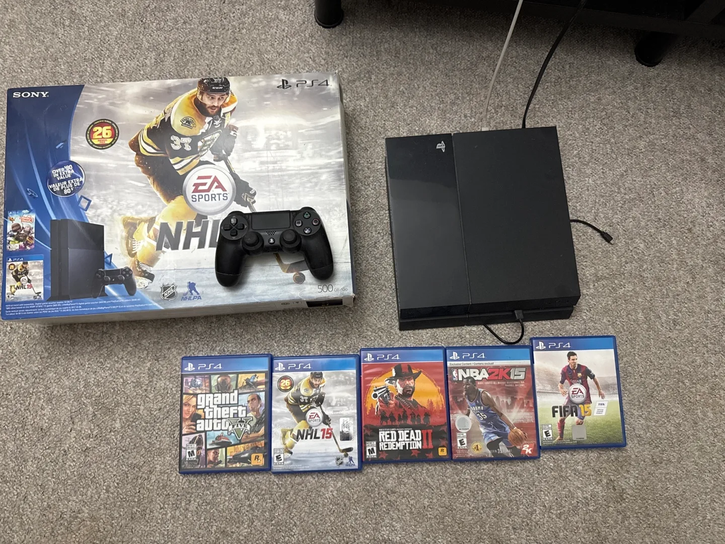 PS4 Console with Games and Controller thumbnail