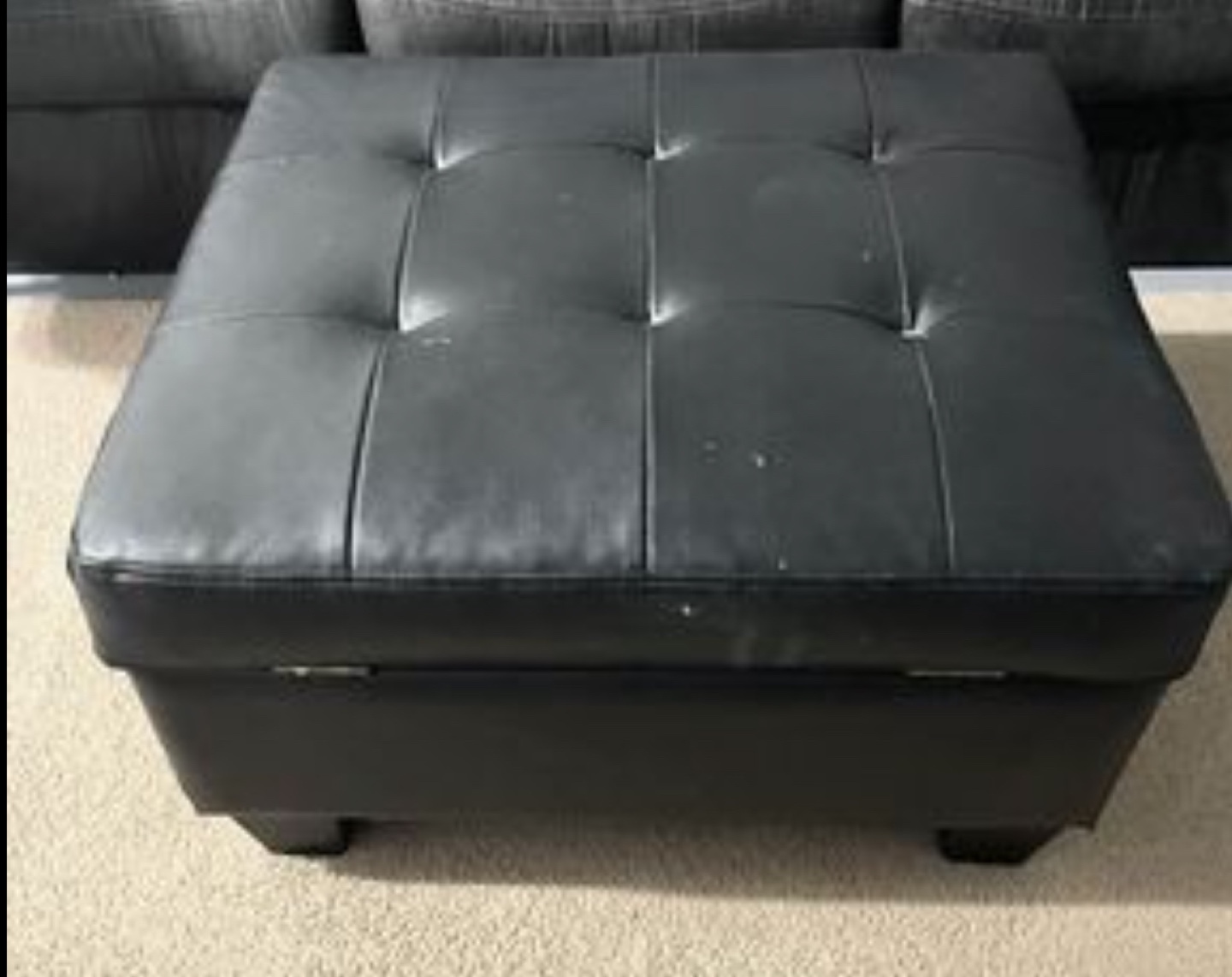 Black Leather Sectional Sofa - photo 3