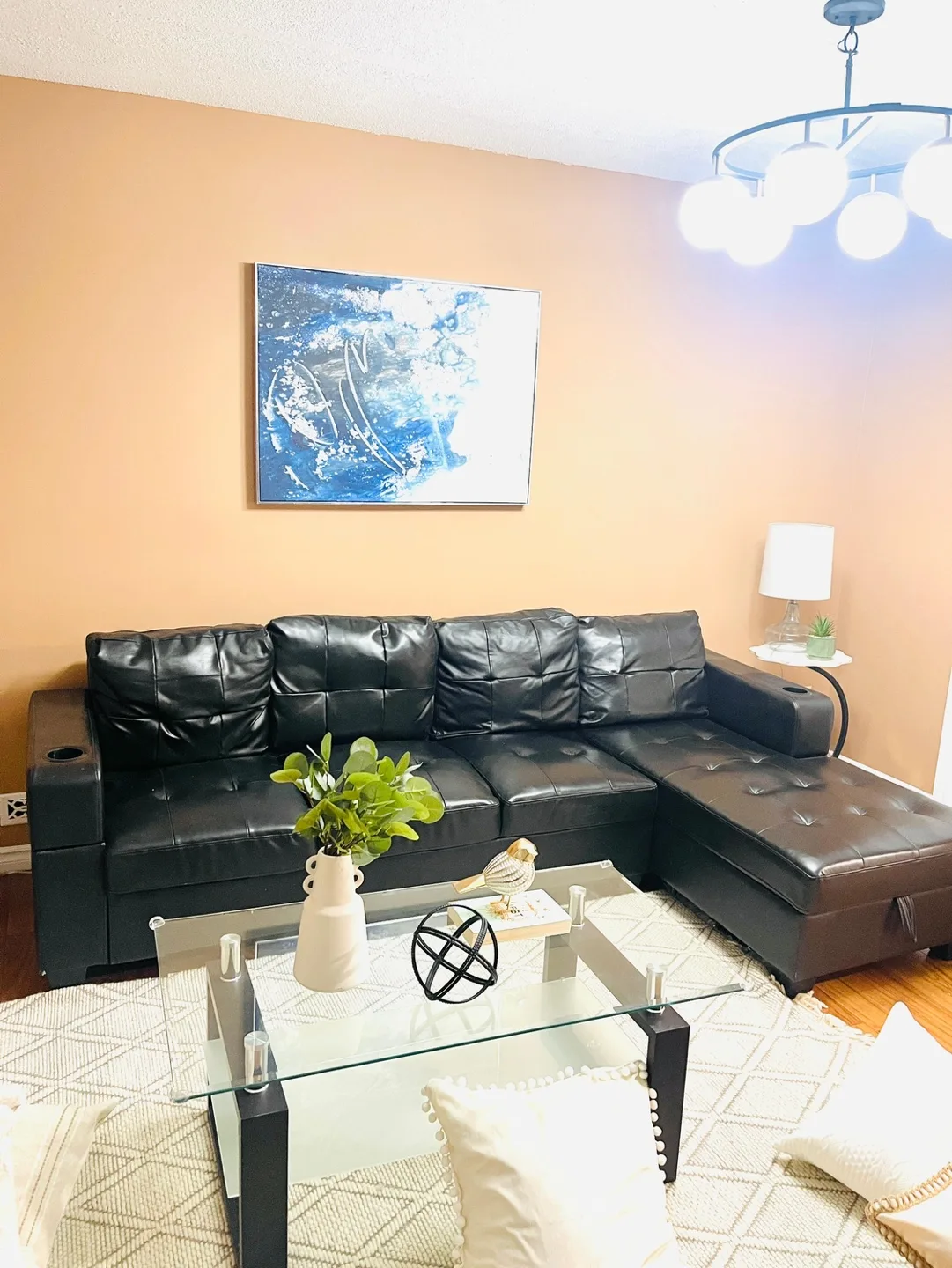 Black Leather Sectional Sofa