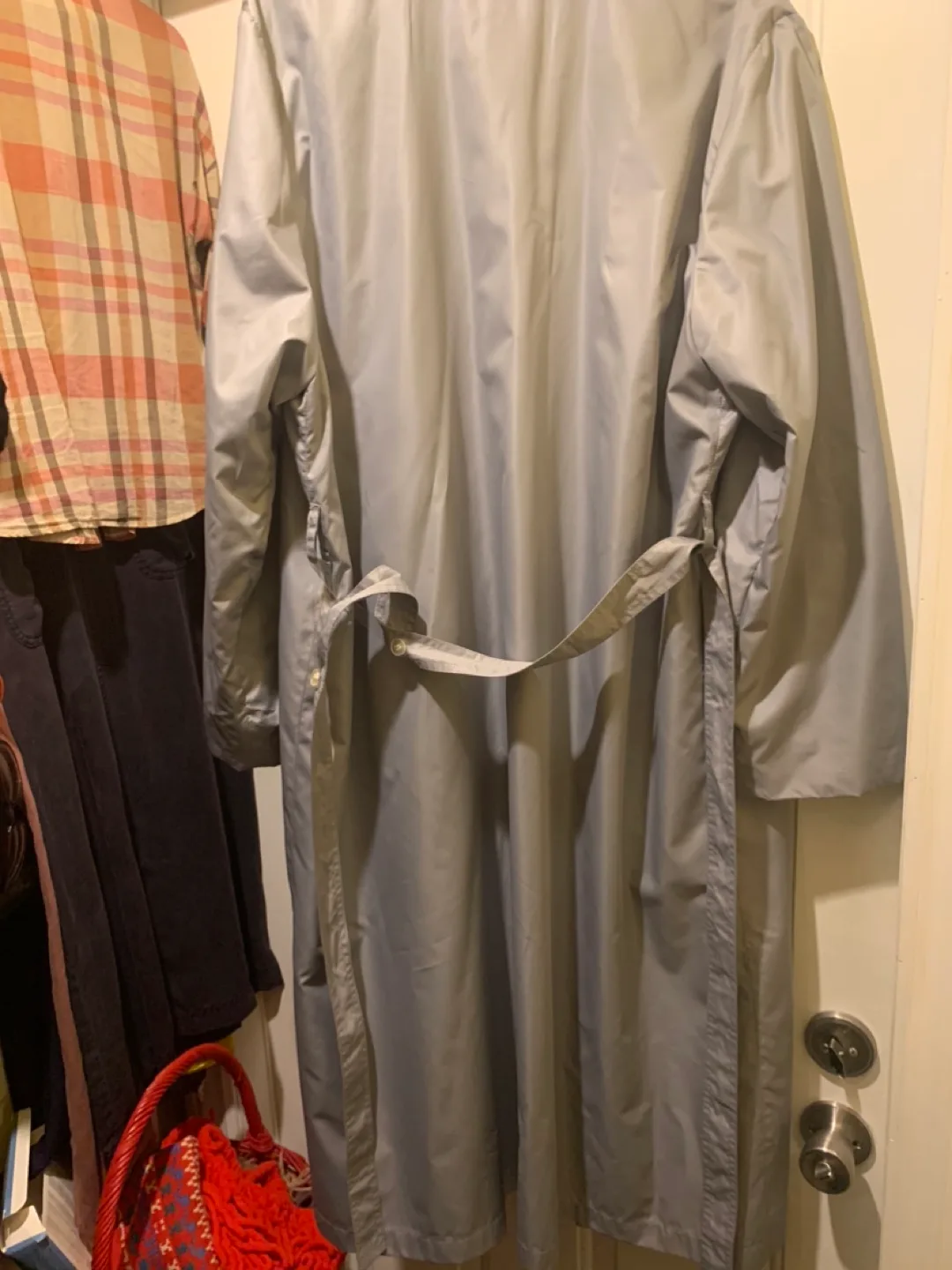Silver-grey long raincoat/trench coat image indicator(3)