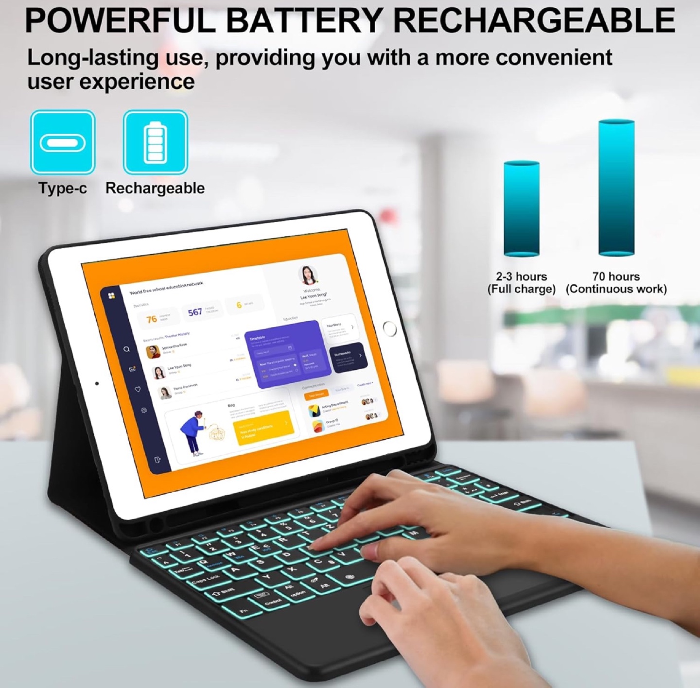 Touch Keyboard Case for iPad 9th/8th/7th Generation 10.2 inch - photo 3