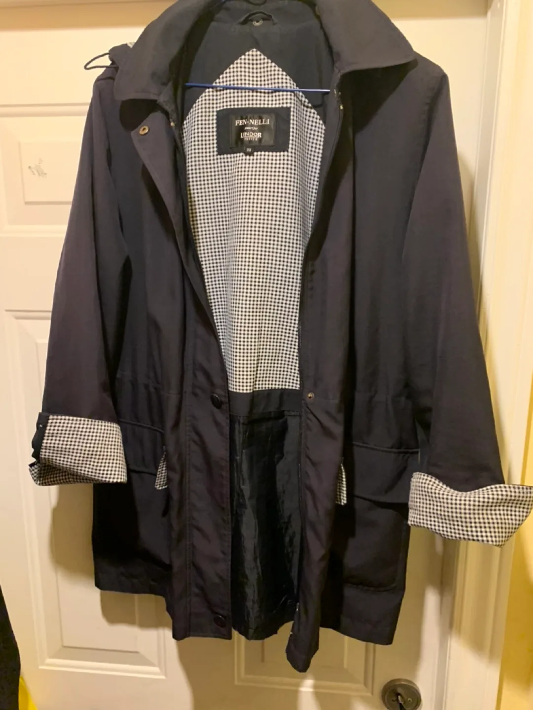 Blue raincoat with drawstring waist image indicator(2)