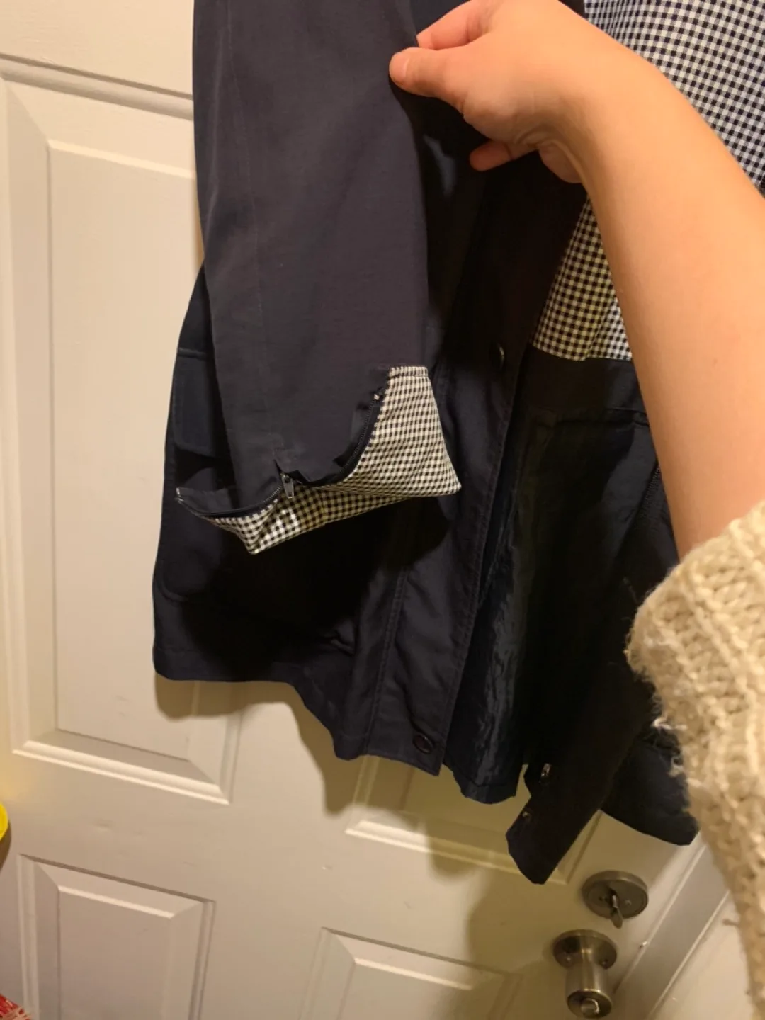 Blue raincoat with drawstring waist image indicator(3)