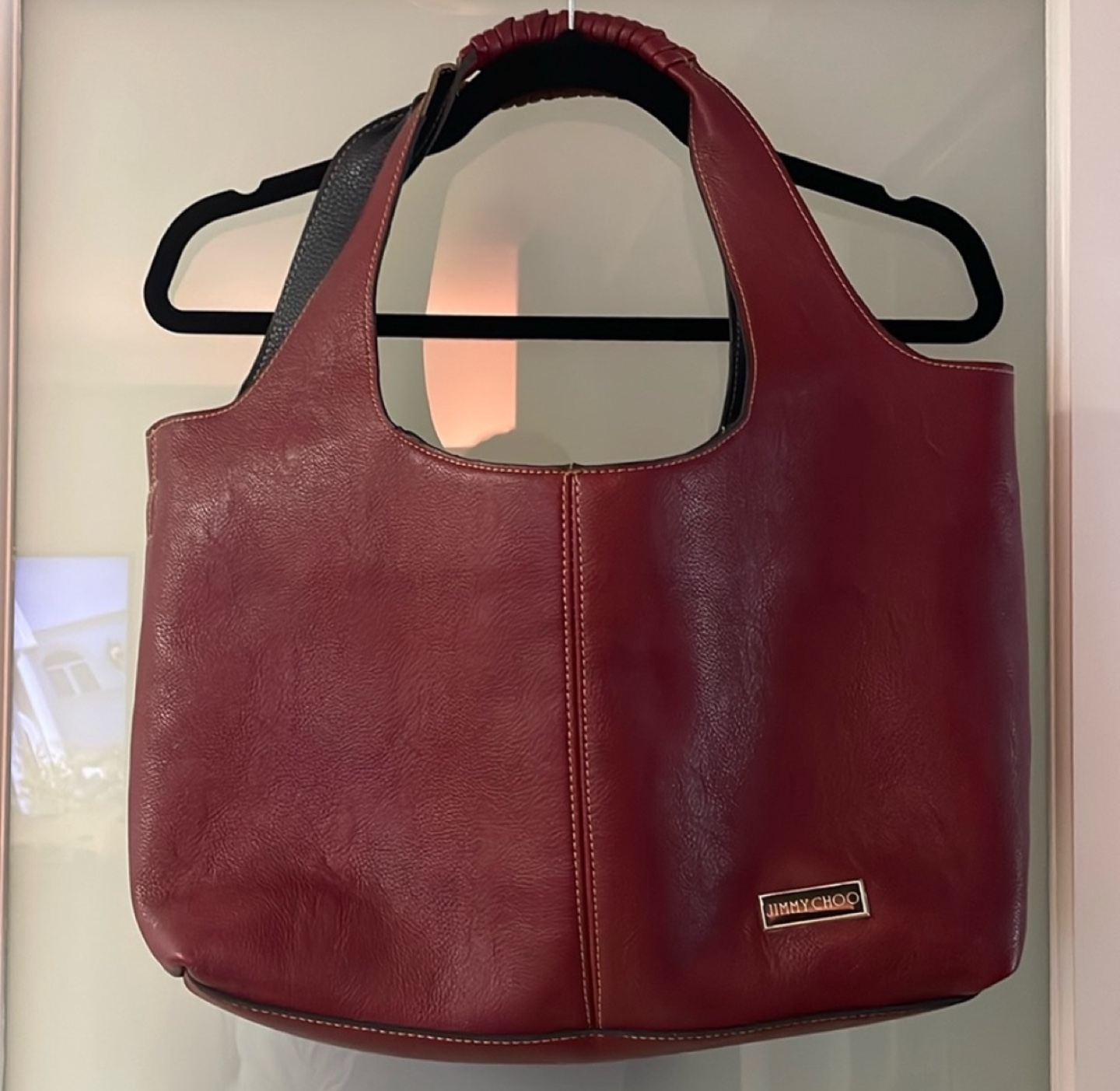 Vintage Jimmy Choo Red Leather Tote Bag - photo 3