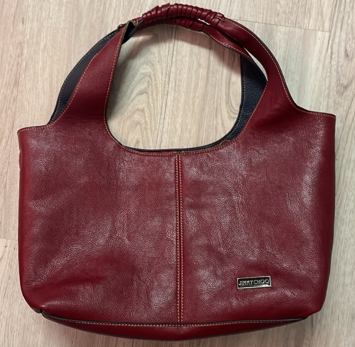 Vintage Jimmy Choo Red Leather Tote Bag