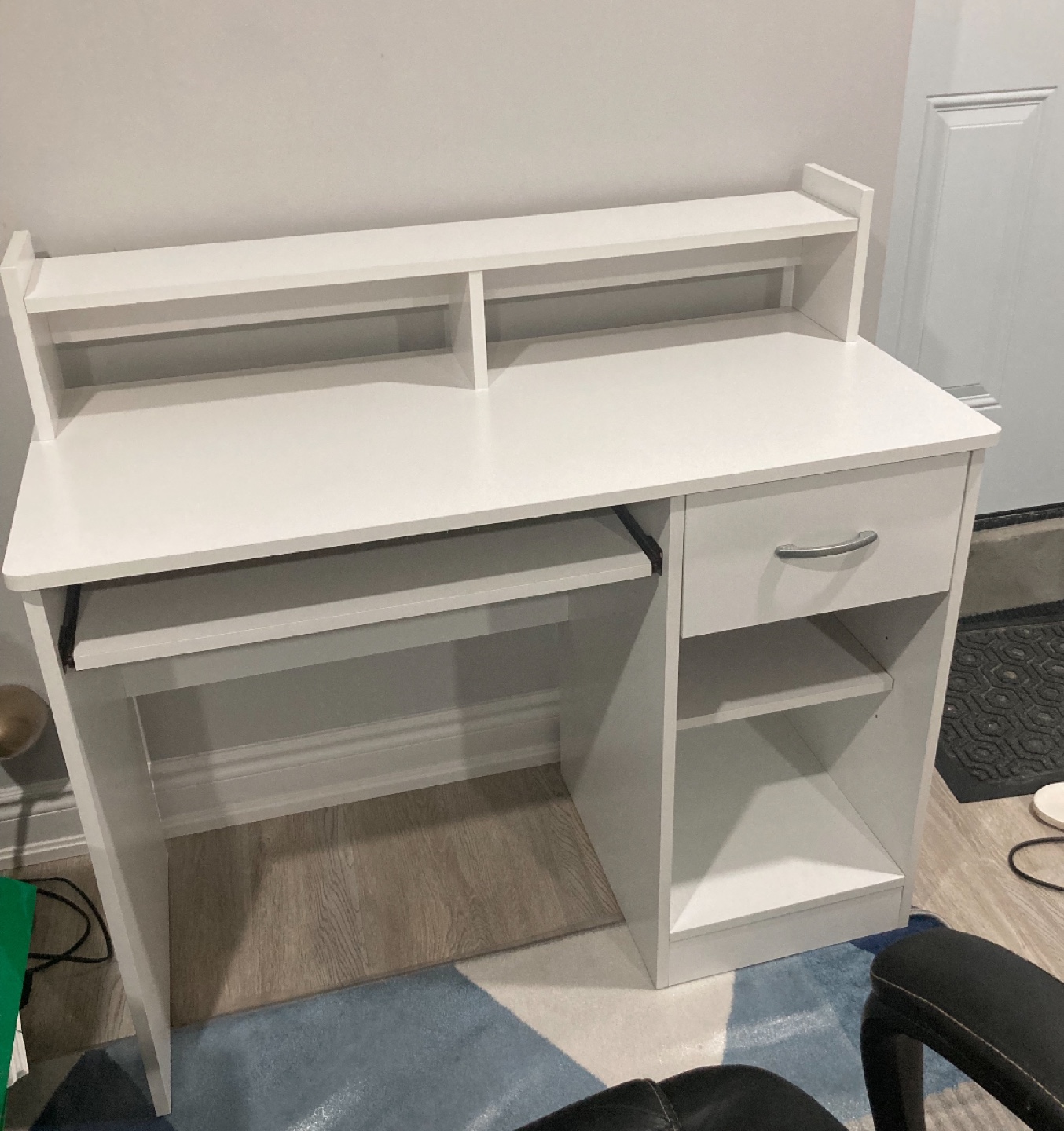 White Computer Desk with Shelf