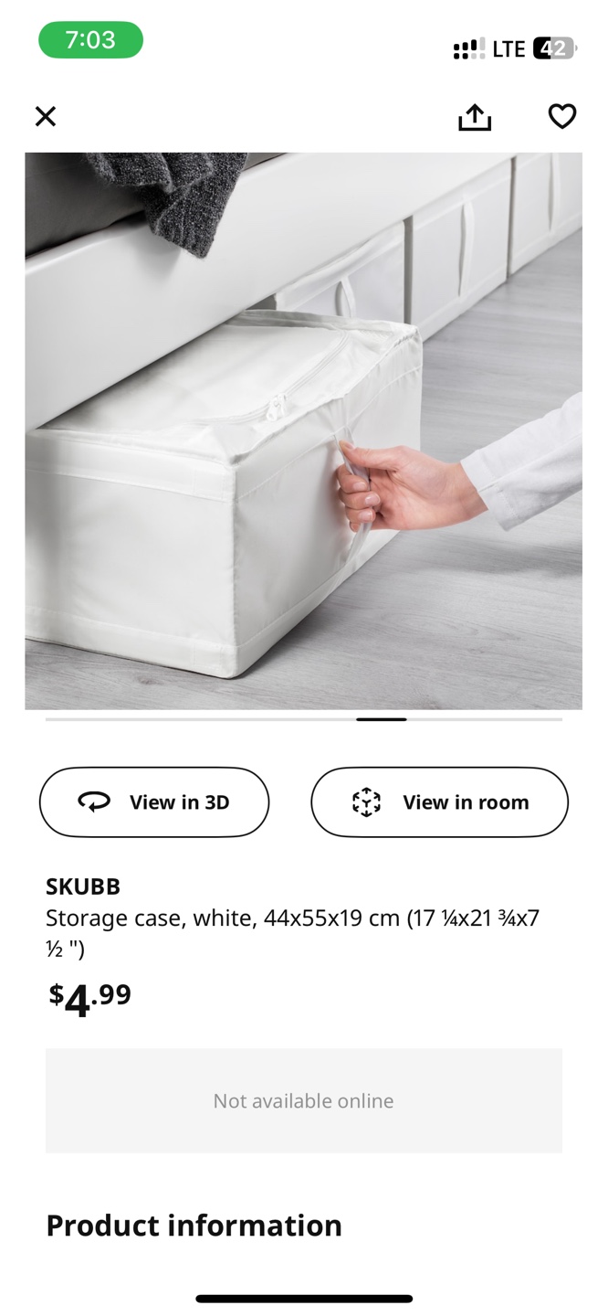 IKEA SKUBB Foldable Storage Case White×4 - photo 5