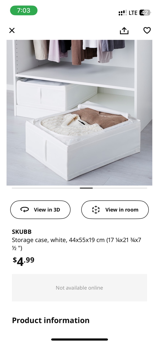 IKEA SKUBB Foldable Storage Case White×4 - photo 4