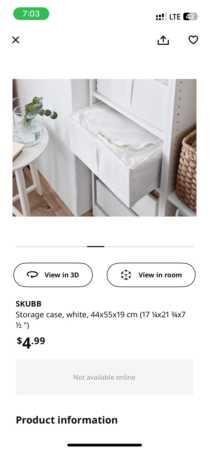 IKEA SKUBB Foldable Storage Case White×4 - photo 3