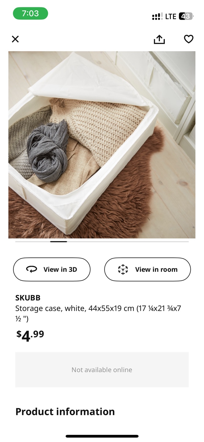 IKEA SKUBB Foldable Storage Case White×4 - photo 2