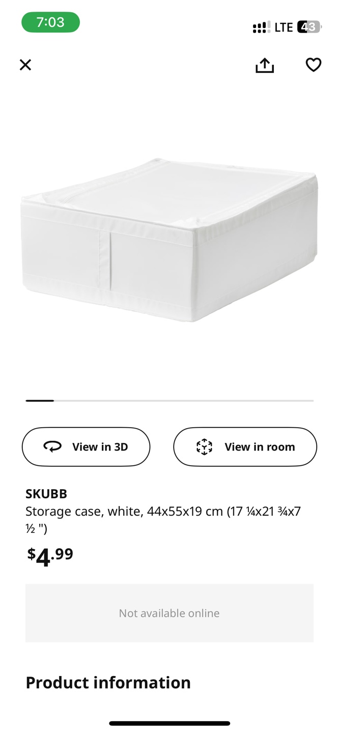 IKEA SKUBB Foldable Storage Case White×4