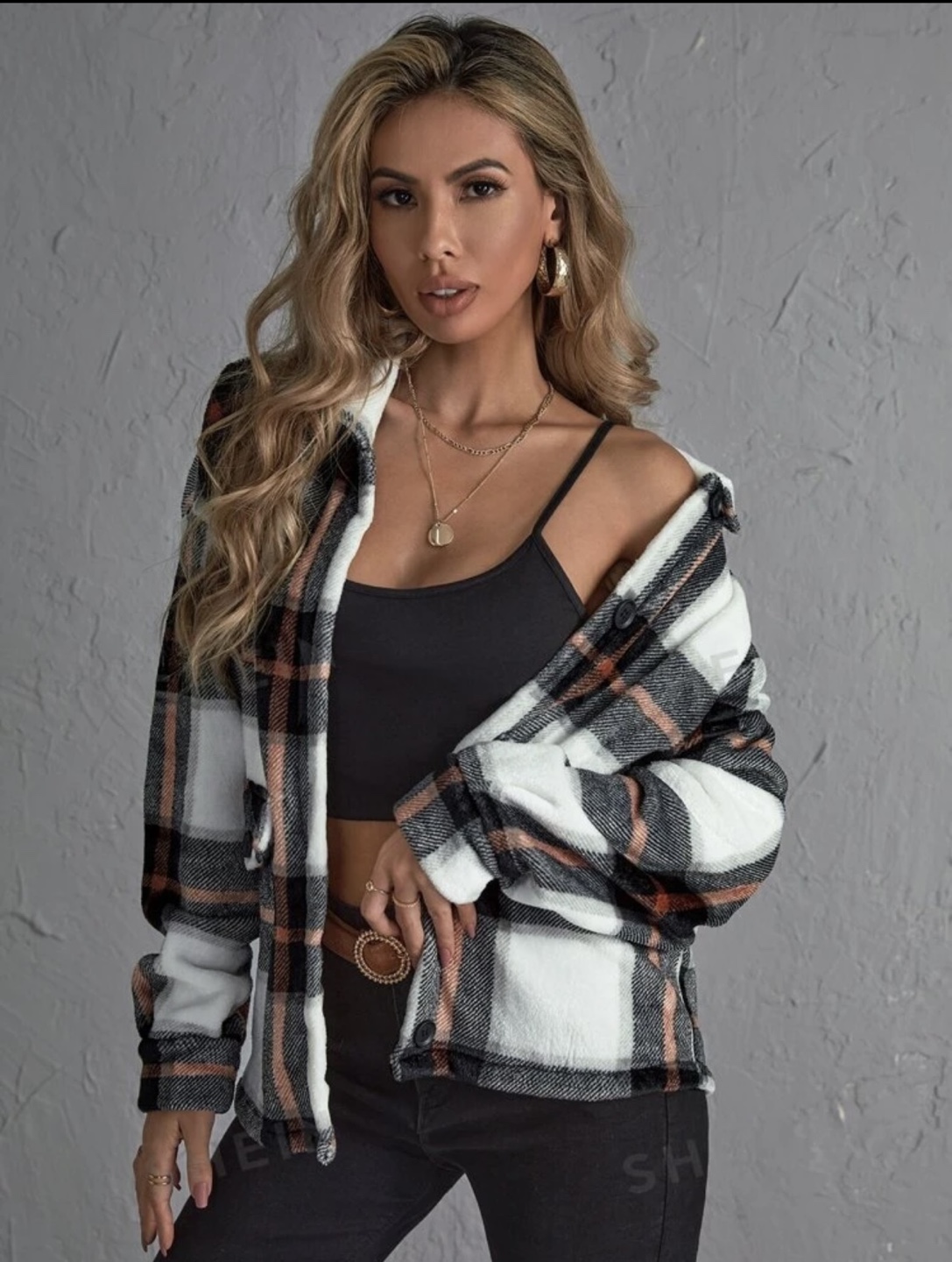 Women's Plaid Flannel Shirt Jacket - photo 2