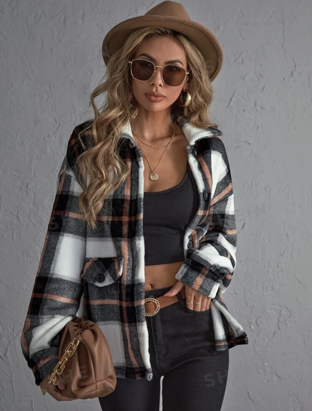 Women's Plaid Flannel Shirt Jacket
