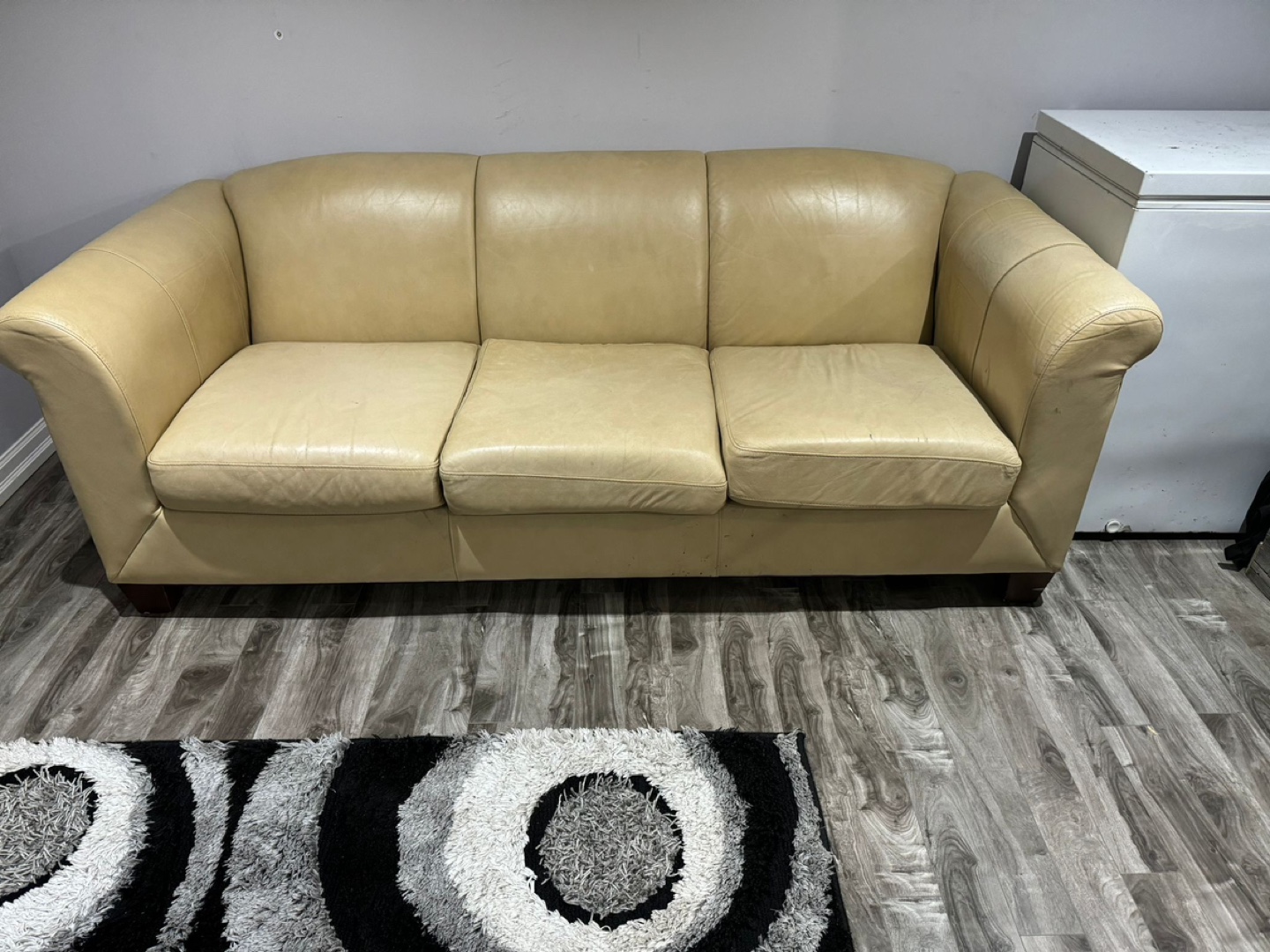 Beige Leather Sofa