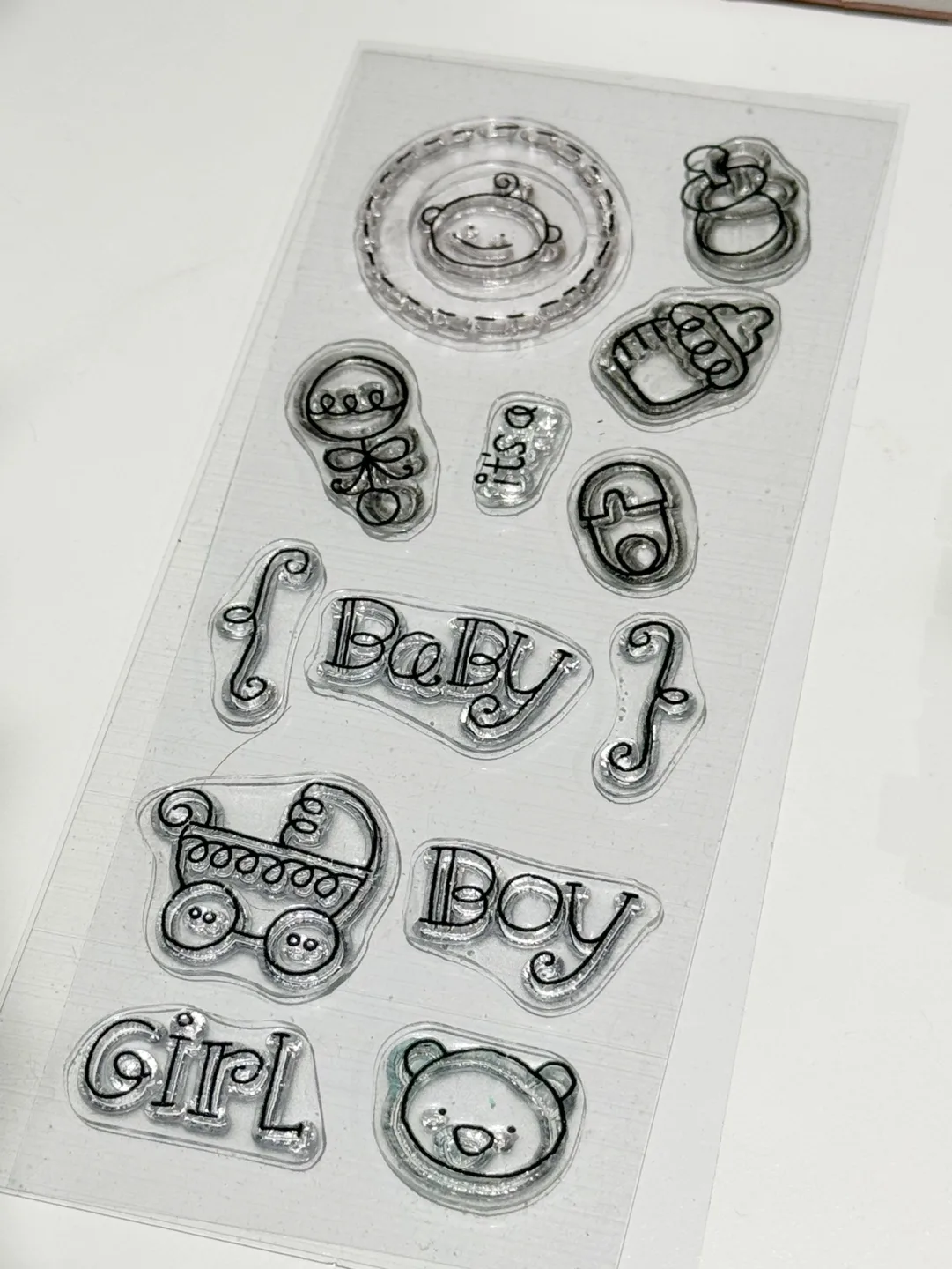 Rubber and clear stamps with unopened Stampology Ink Pad image indicator(6)