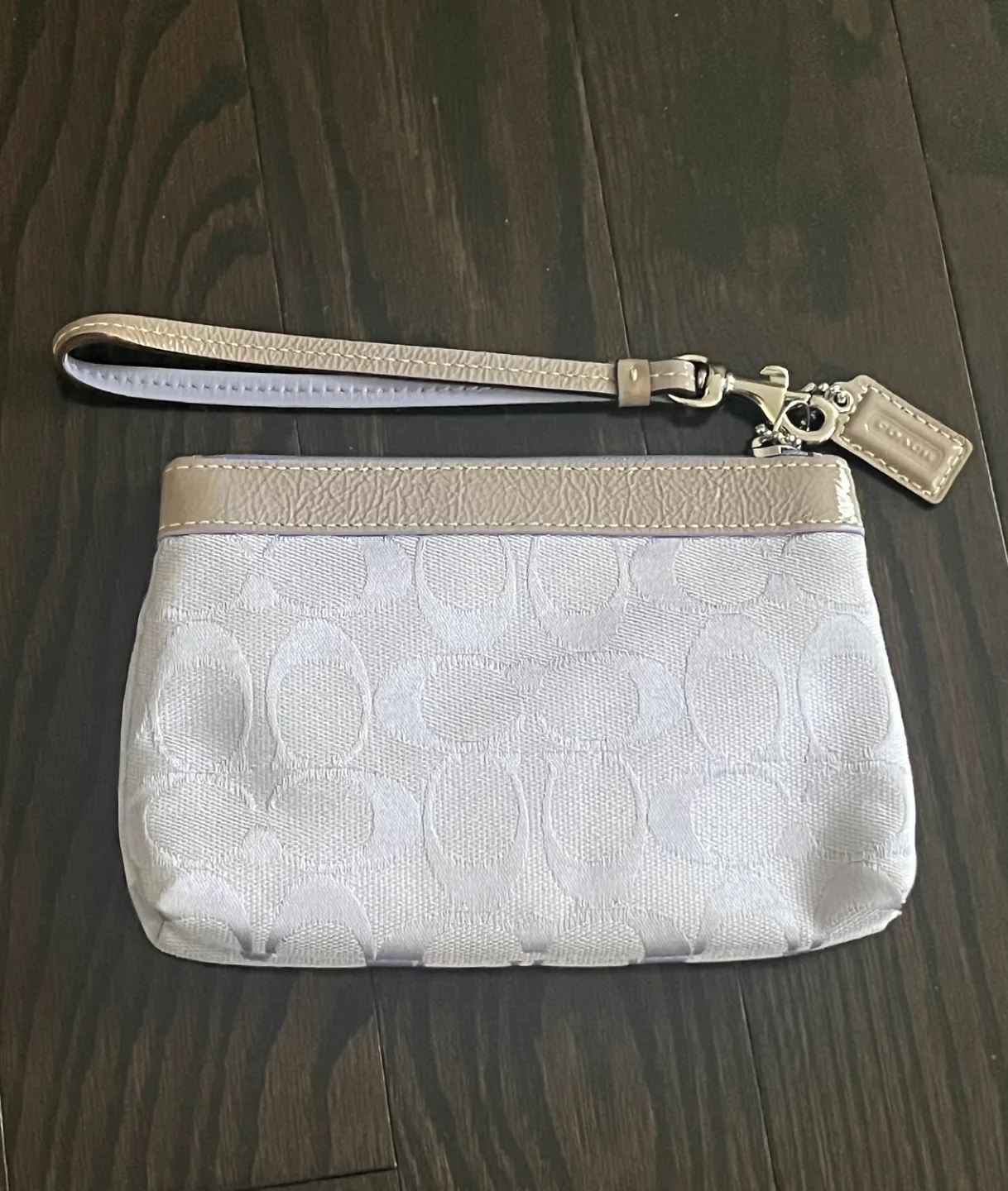 Coach monogram lilac wristlet with grey trim image indicator(2)