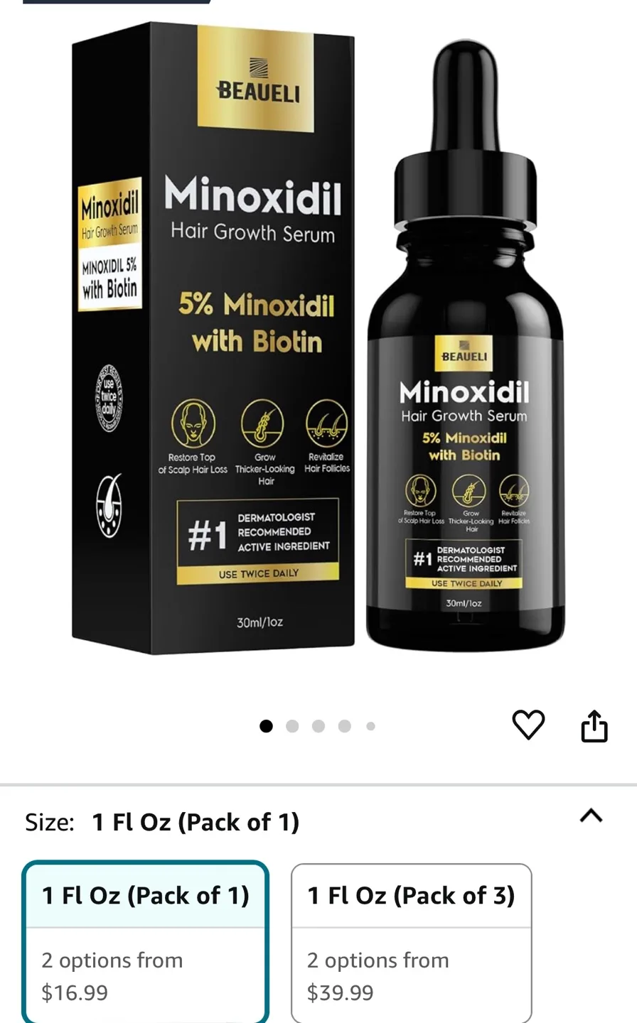 BeauEli 5% Minoxidil Hair Growth Serum with Biotin thumbnail