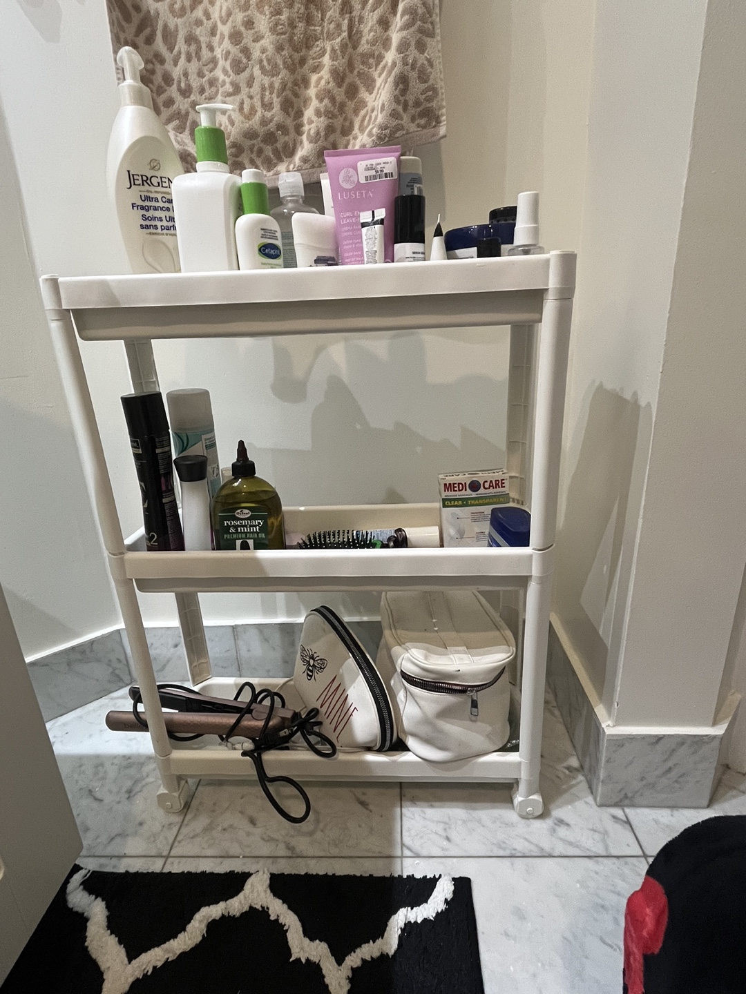 White 3-Tier Rolling Cart