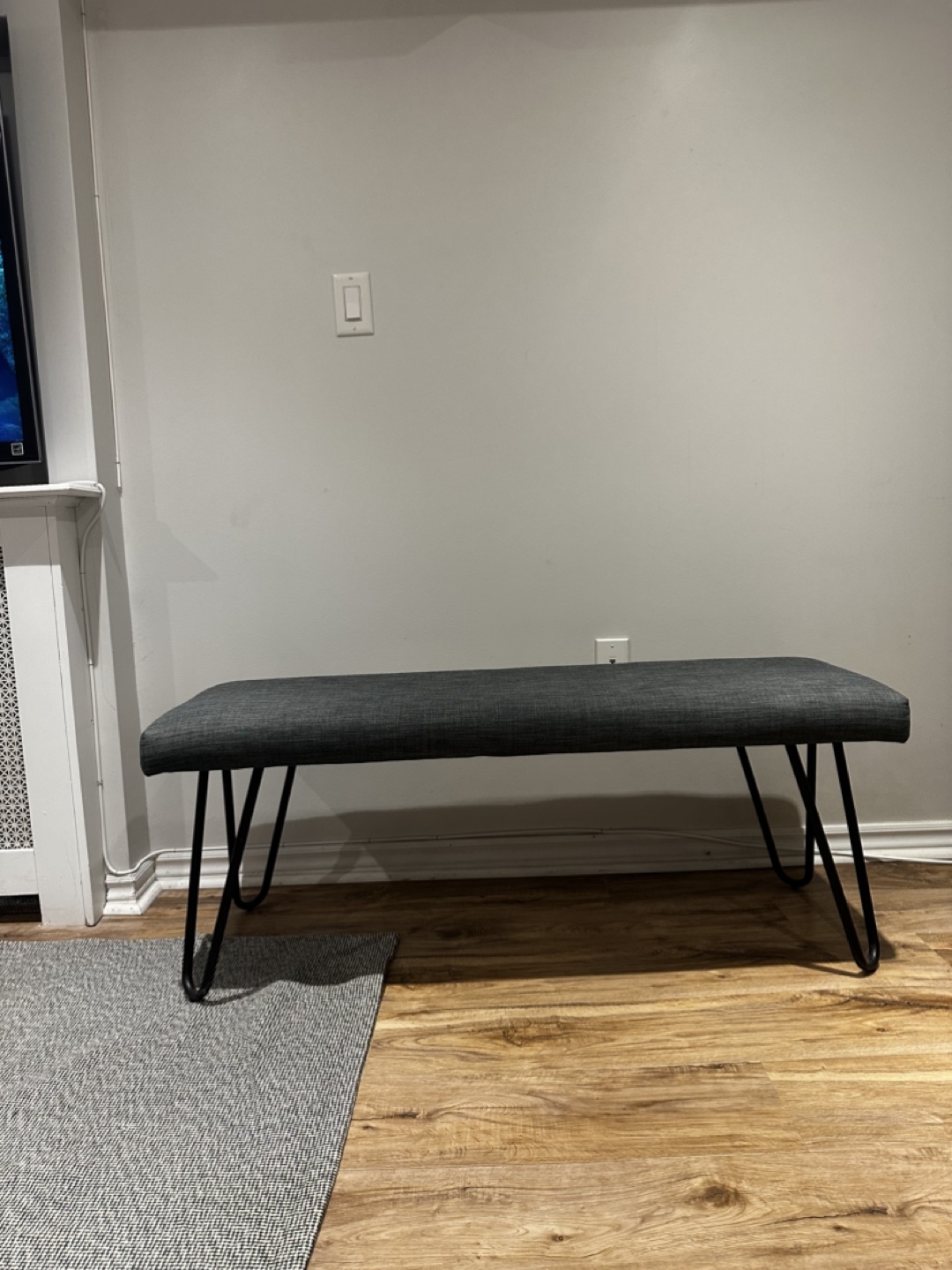 Black Metal Frame Upholstered Bench - photo 2
