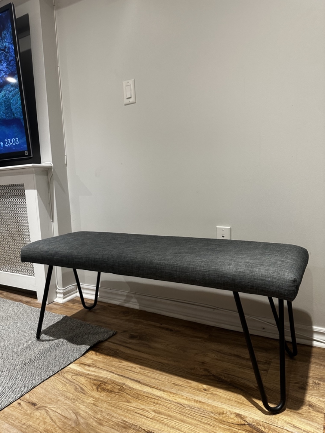 Black Metal Frame Upholstered Bench