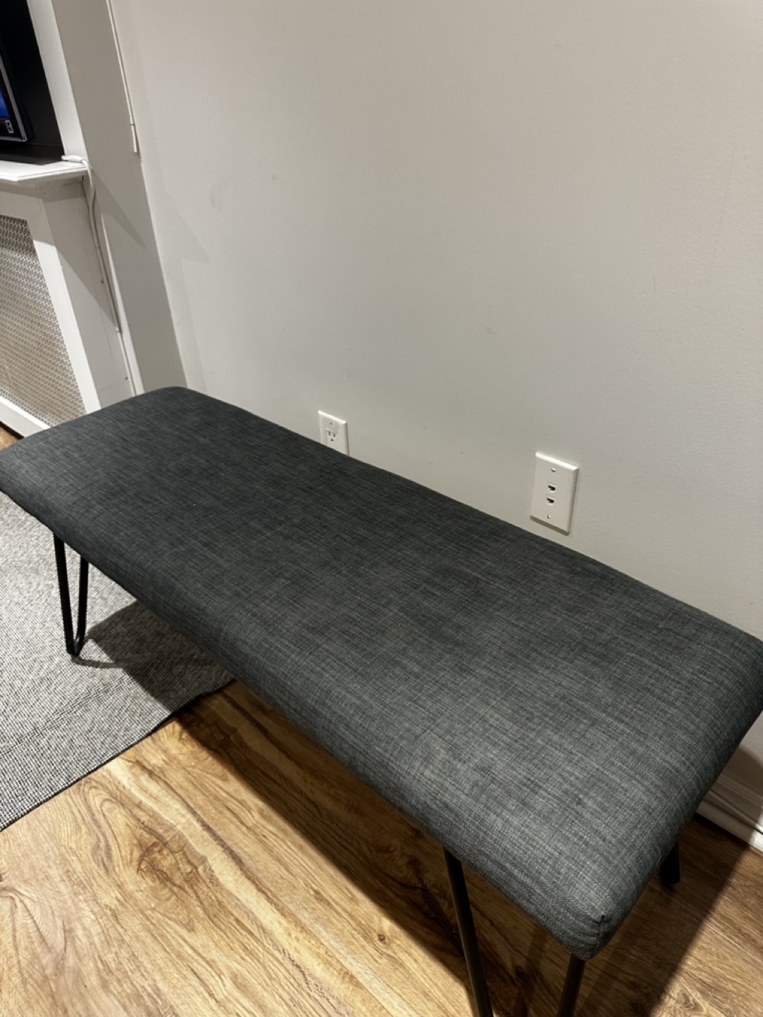 Black Metal Frame Upholstered Bench - photo 3