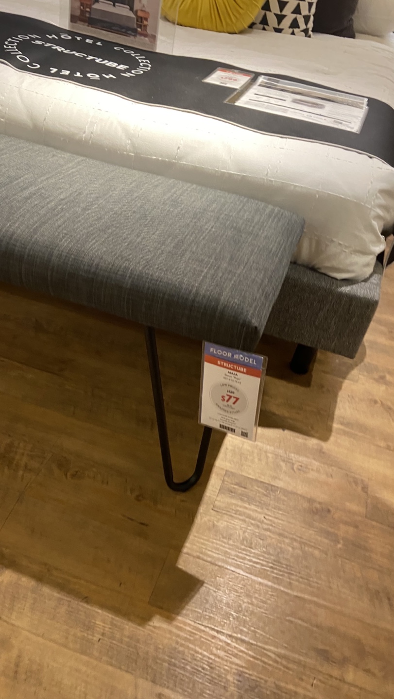 Black Metal Frame Upholstered Bench - photo 4
