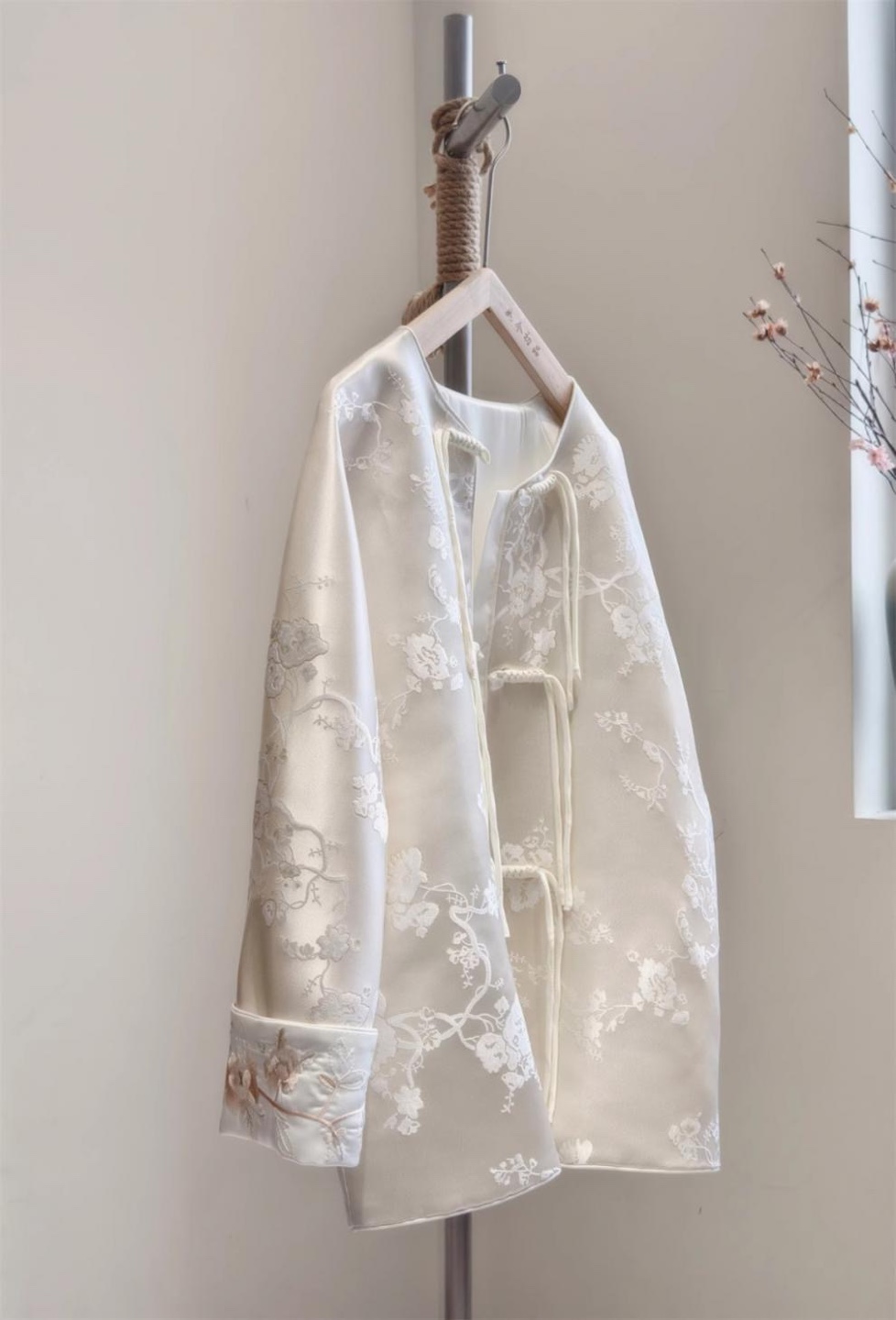 White Floral Embroidered Jacket