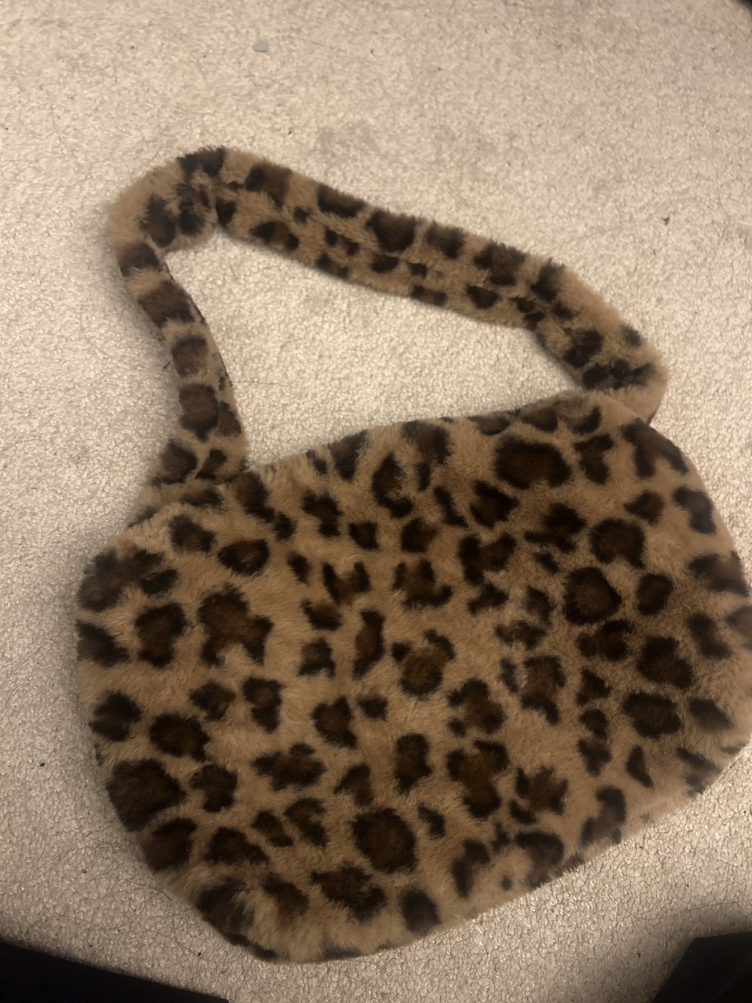 Leopard Print Furry Shoulder Bag