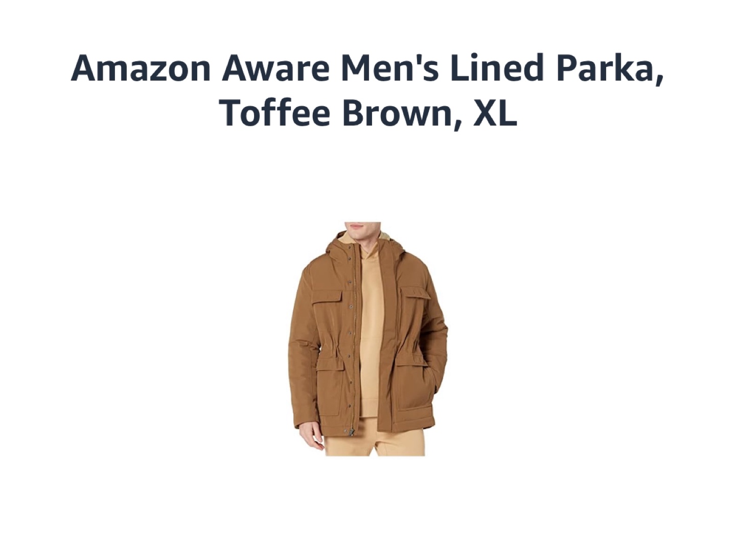 Amazon Aware Men's Lined Parka, Toffee Brown, XL - photo 2