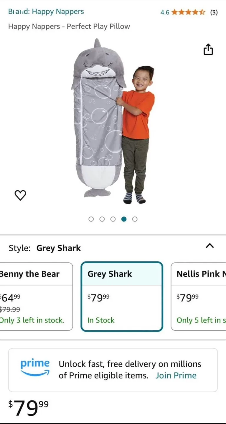 Happy Nappers sleeping bag grey shark image indicator(4)