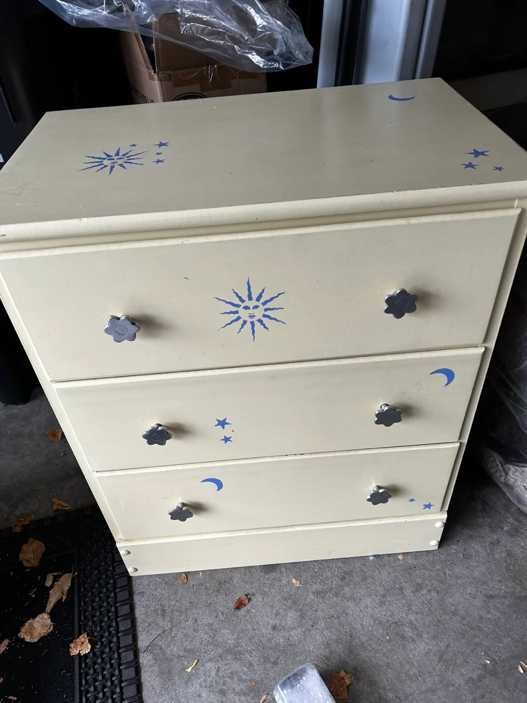 Three-drawer dresser with celestial design thumbnail