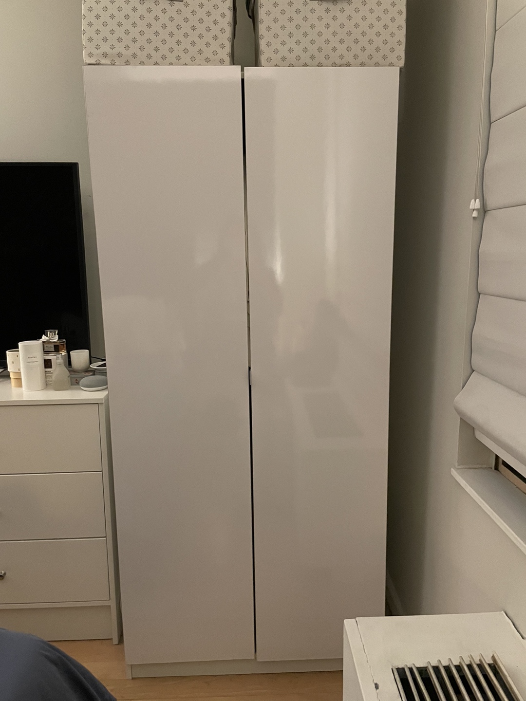 Modern high gloss wardrobe with Shelves and Drawers
