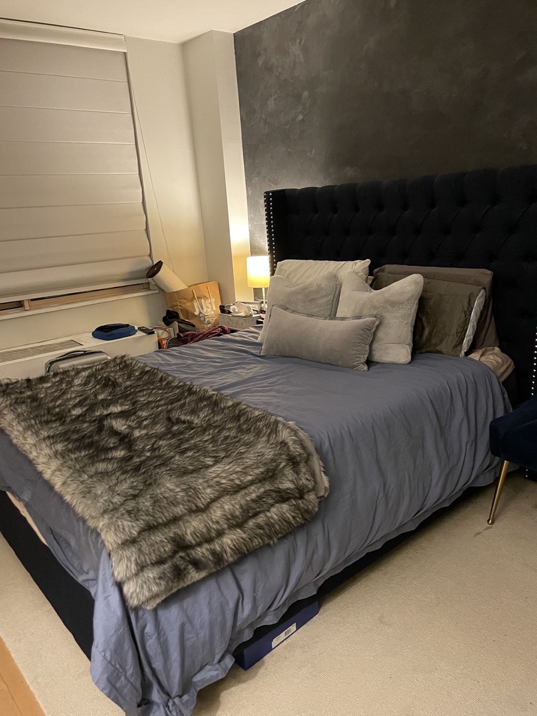 Upholstered Bed Frame with Tufted Headboard