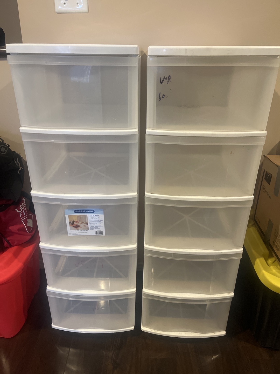 2x 5-Drawer Storage Units