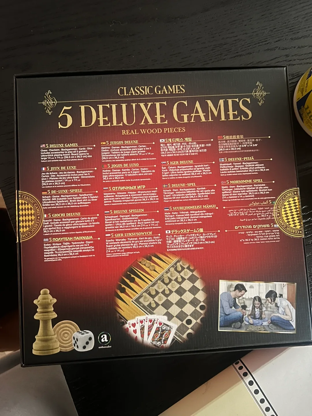 5 Deluxe Games - Real Wood Pieces image indicator(2)