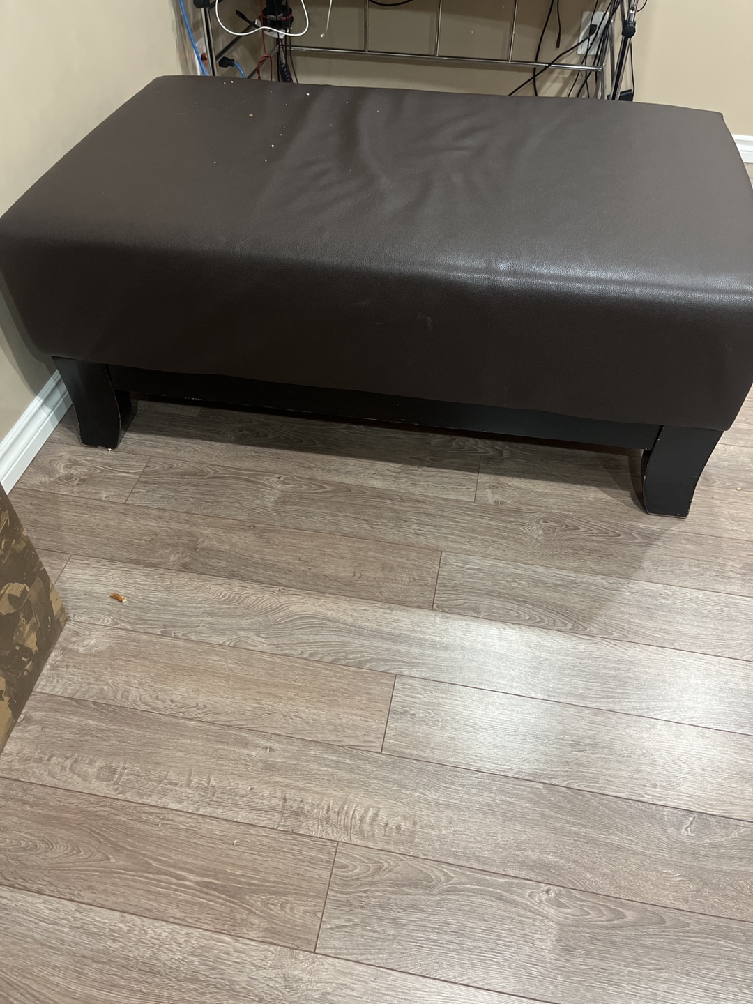 Brown Faux Leather Ottoman - photo 3