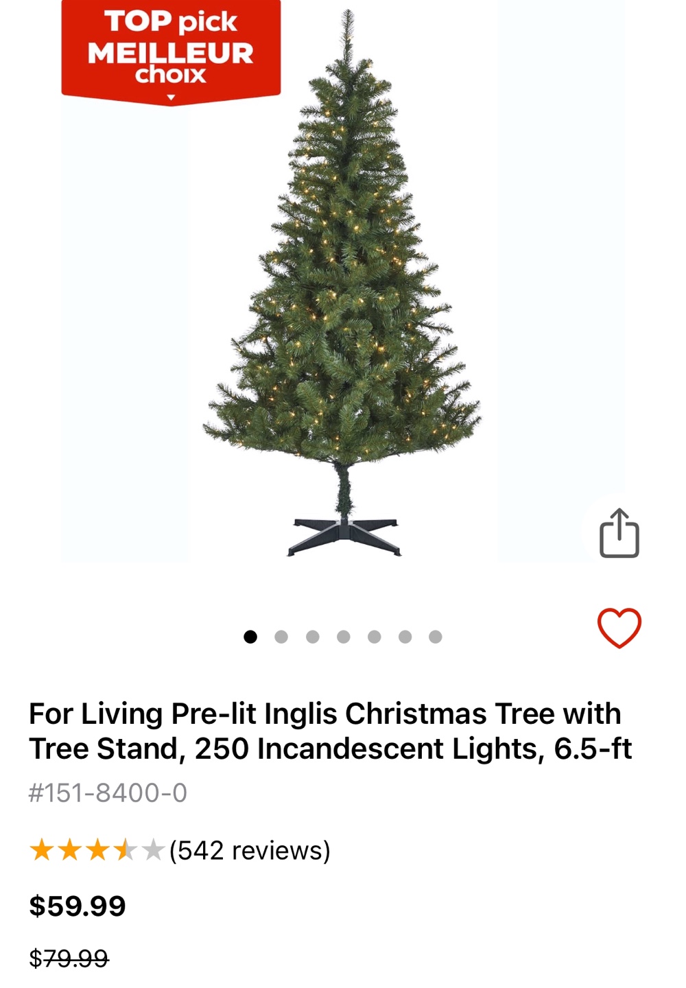 6.5 ft Pre-Lit Artificial Christmas Tree
