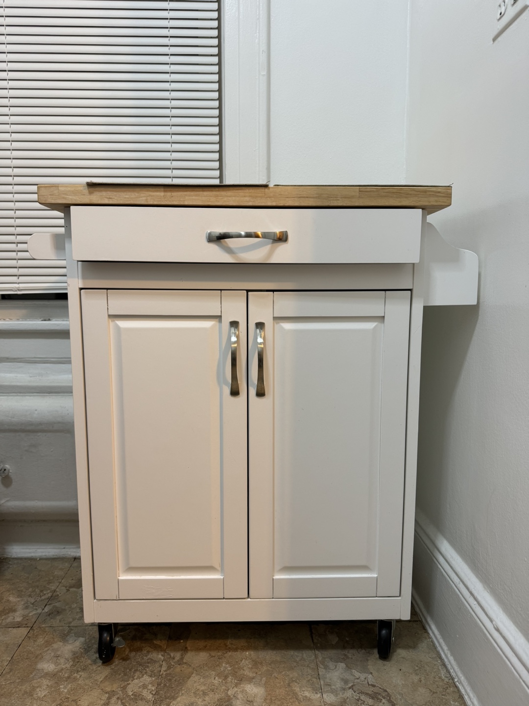 Kitchen Cart on Wheels with Butcher Block Top