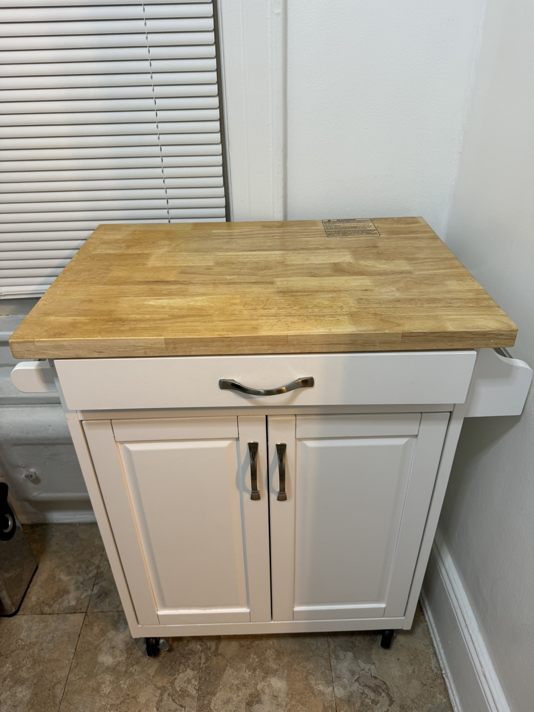 Kitchen Cart on Wheels with Butcher Block Top - photo 2