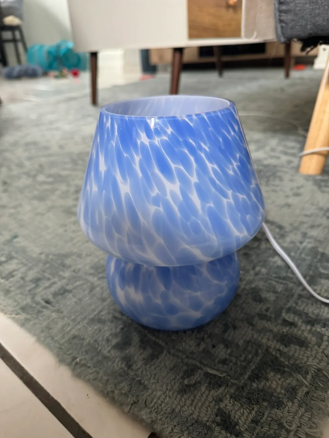 Blue and White Mushroom Lamp thumbnail