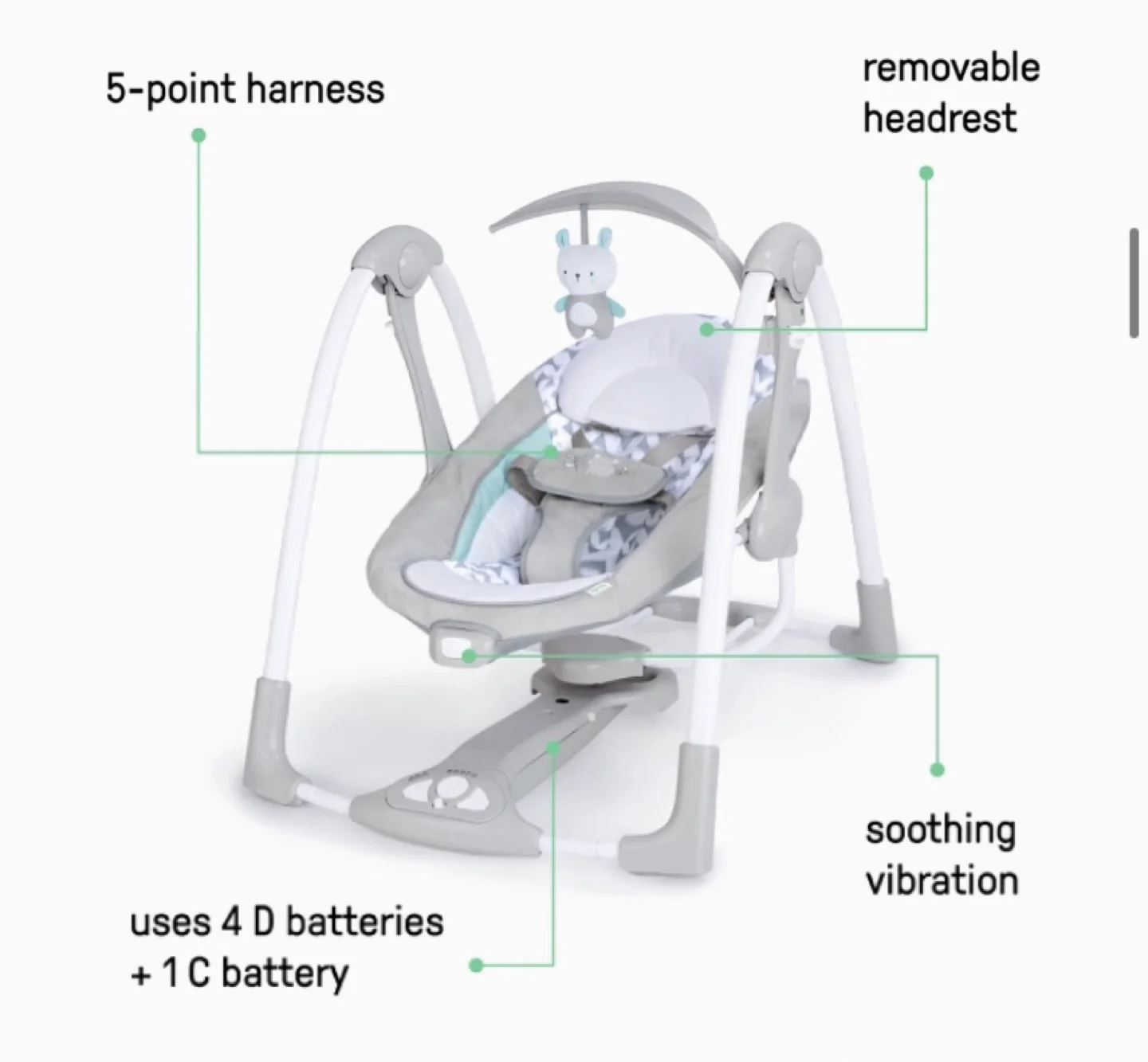 Ingenuity Portable baby Swing image indicator(6)