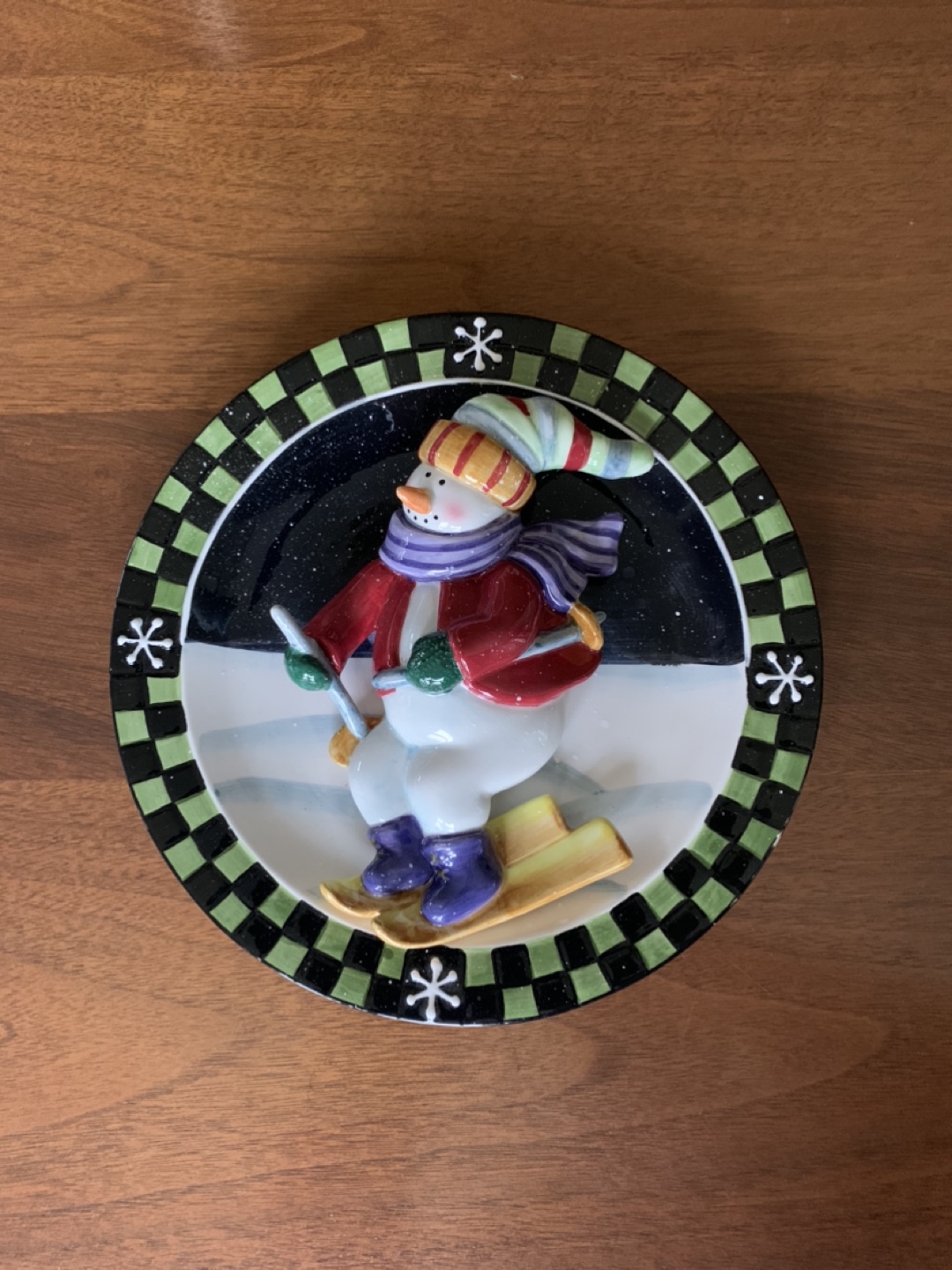 Charming Snowman Skiing Plate