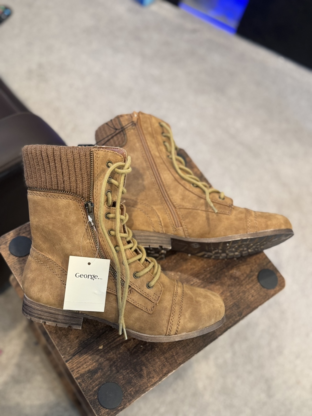 Brown Suede Lace Up Boots - photo 2