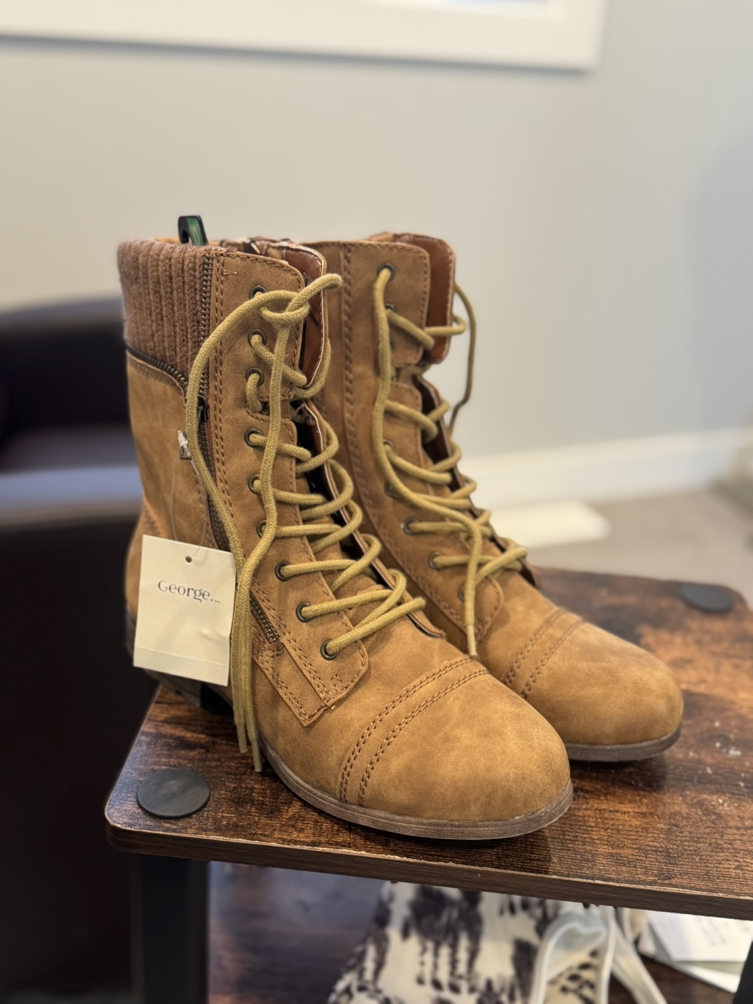 Brown Suede Lace Up Boots