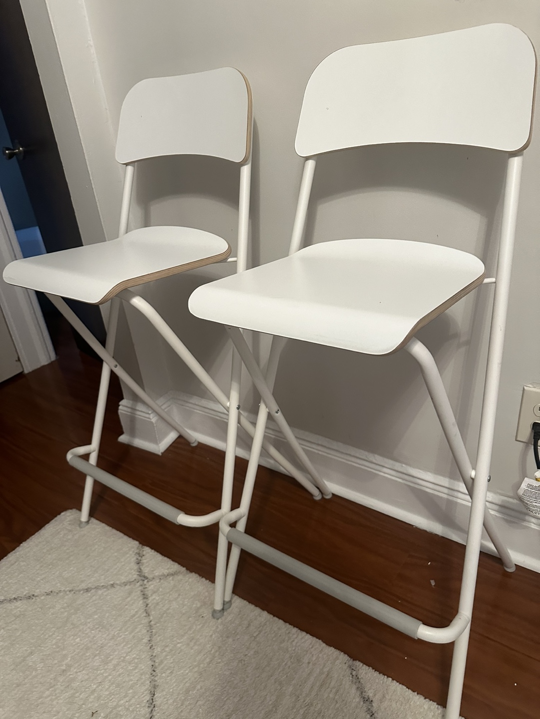 White Folding Bar Stools - photo 2