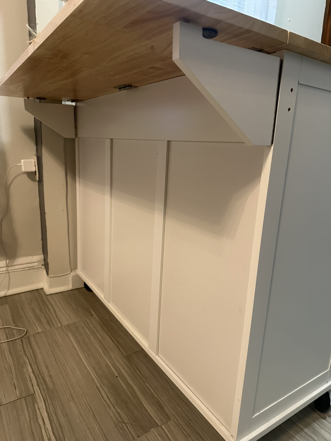 White Kitchen Island with Expandable Top - photo 3