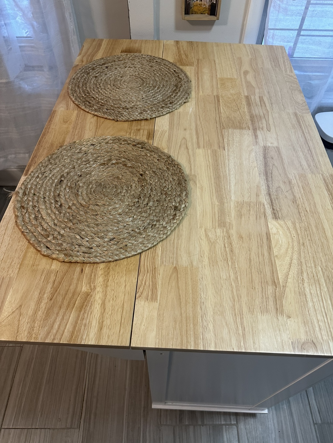 White Kitchen Island with Expandable Top - photo 2