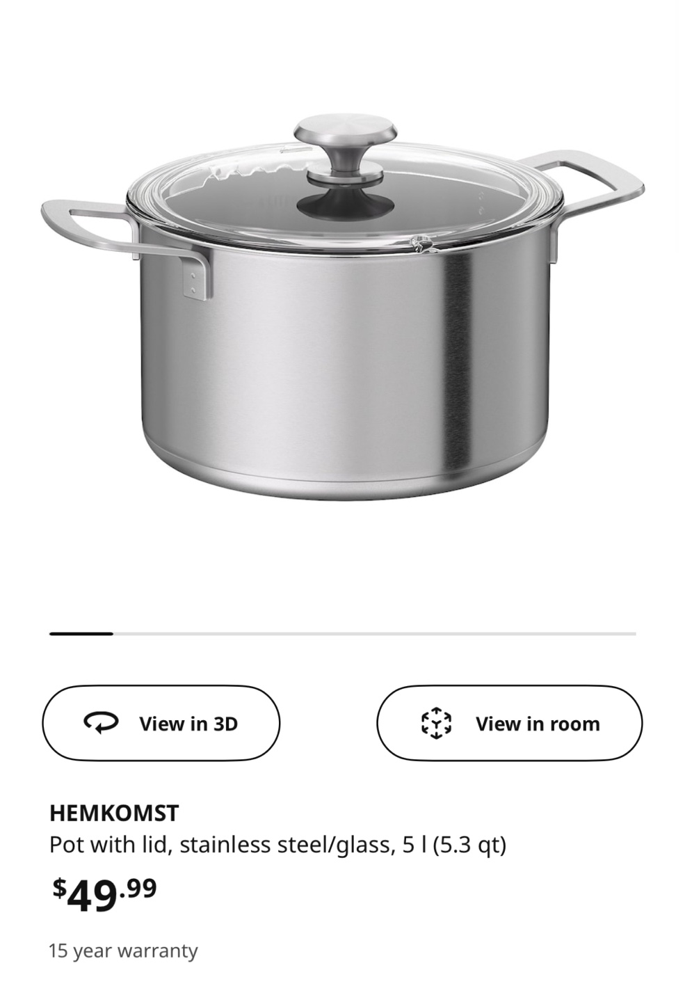 Stainless Steel Pot with Glass Lid - photo 2
