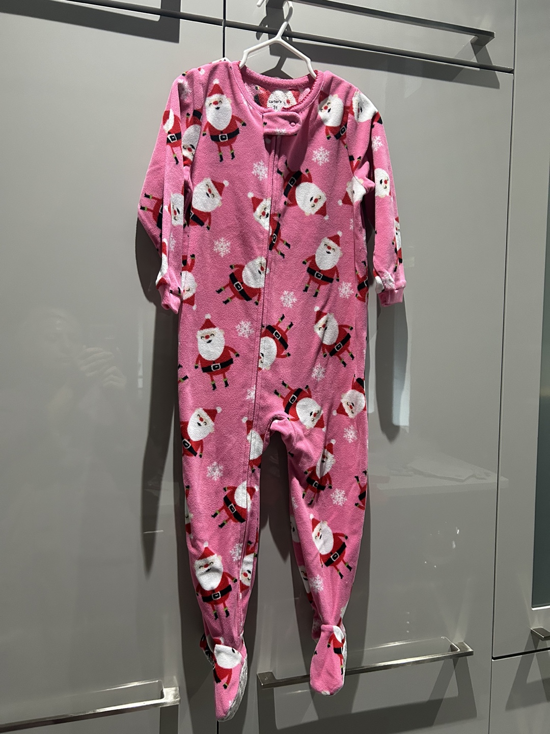 Carter's 3T Pink Santa Footed Pajamas